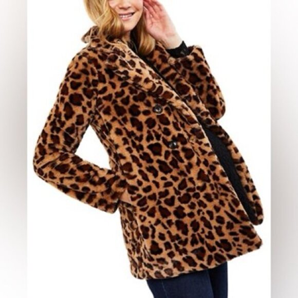 Jessica Simpson Oversized Leopard Faux-Fur Coat - Picture 3 of 5